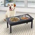 wooden pet feeder stand